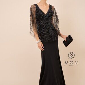 NEW BLACK  V-Neck Sheath Shape Long Evening Dress NXY531